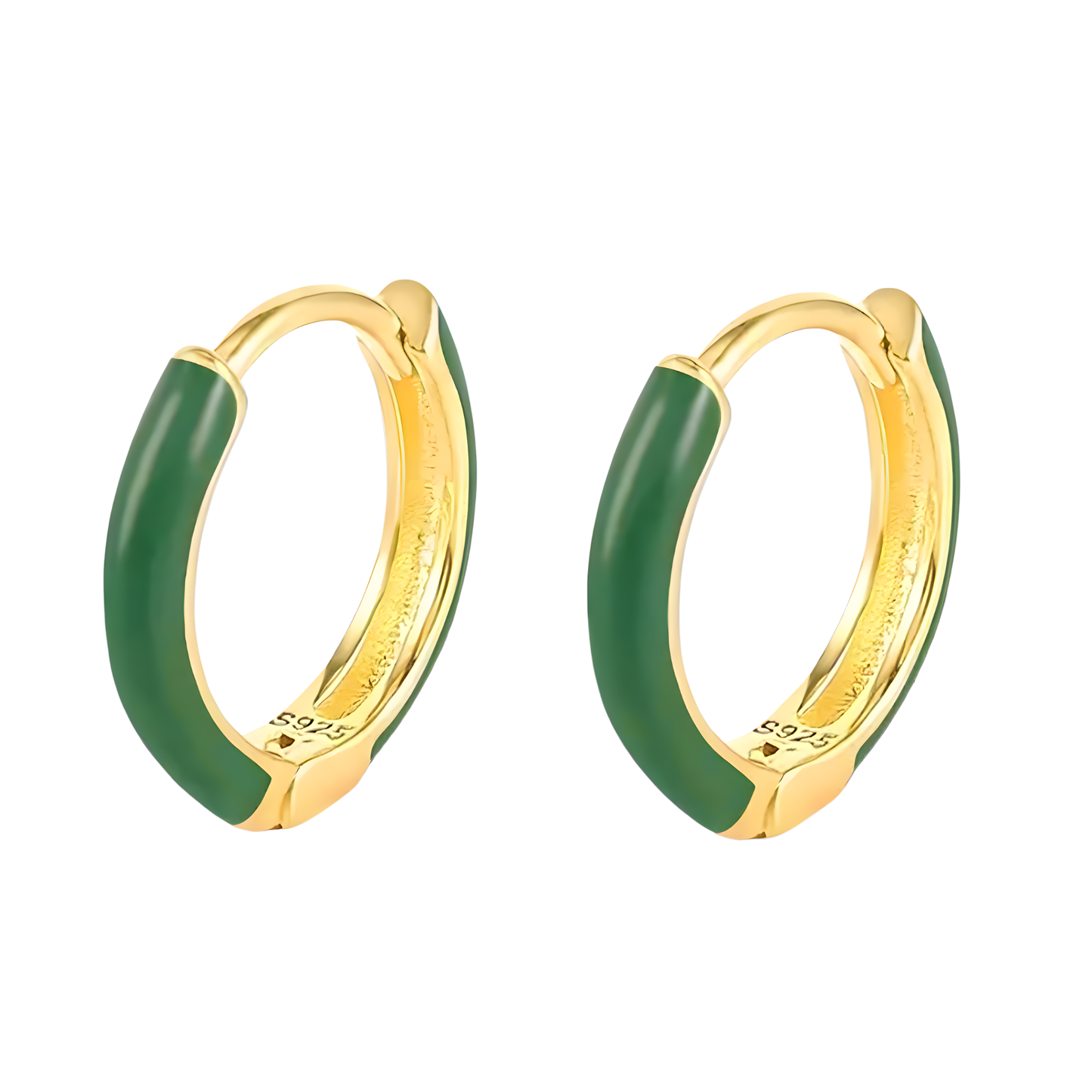 Gold Vermeil Sarah Green Enamel Earrings