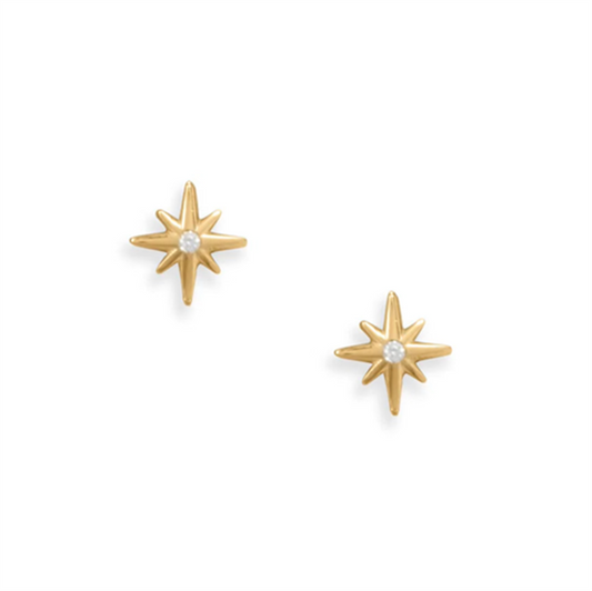 14K Gold Vermeil Star Earrings
