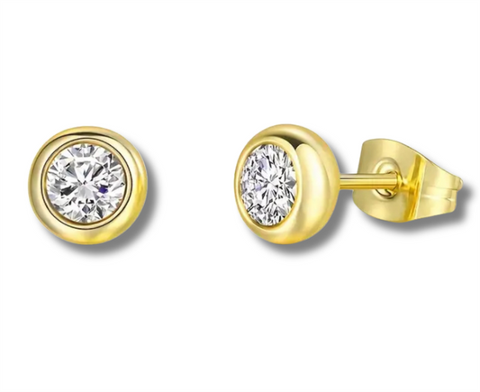14K Vermeil Chubby Bezel Set Studs
