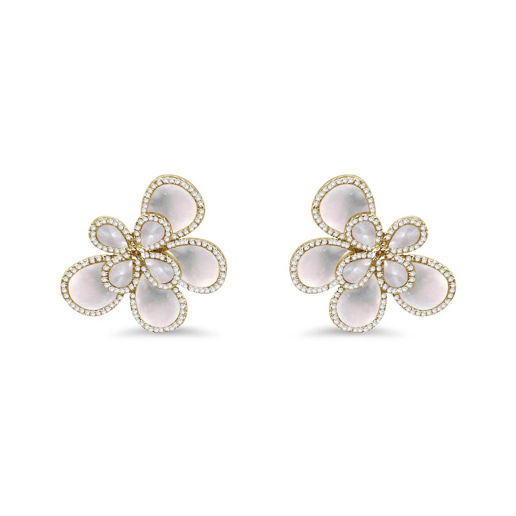 14K Vermeil Mother Pearl Flower Earrings