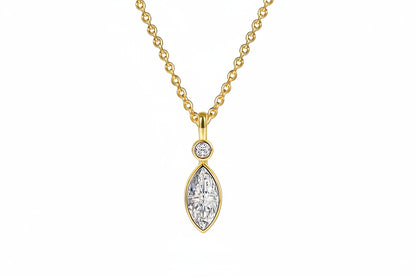 Gold Plated Bezel Set Pear Drop Pendant/ Necklace