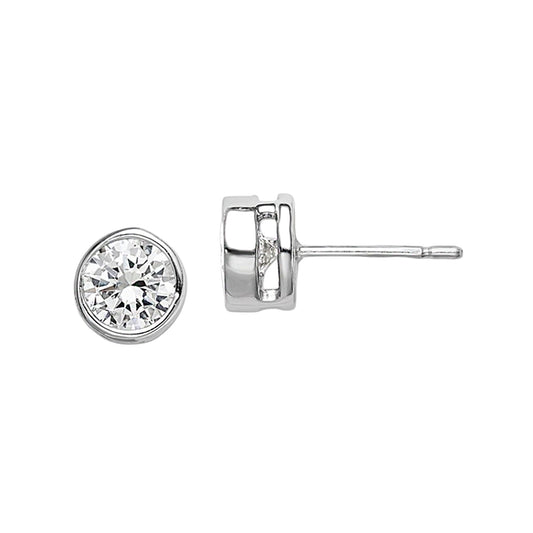 Sterling Silver Bezel Set Medium Stud Earrings