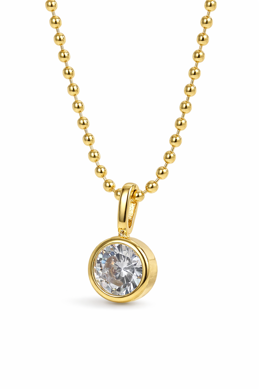 Gold Plated Stacey Bezel-Set Round Pendant Necklace
