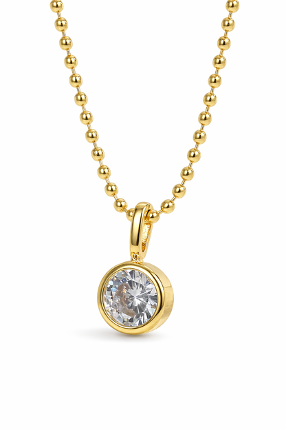 Gold Plated Stacey Bezel-Set Round Pendant Necklace