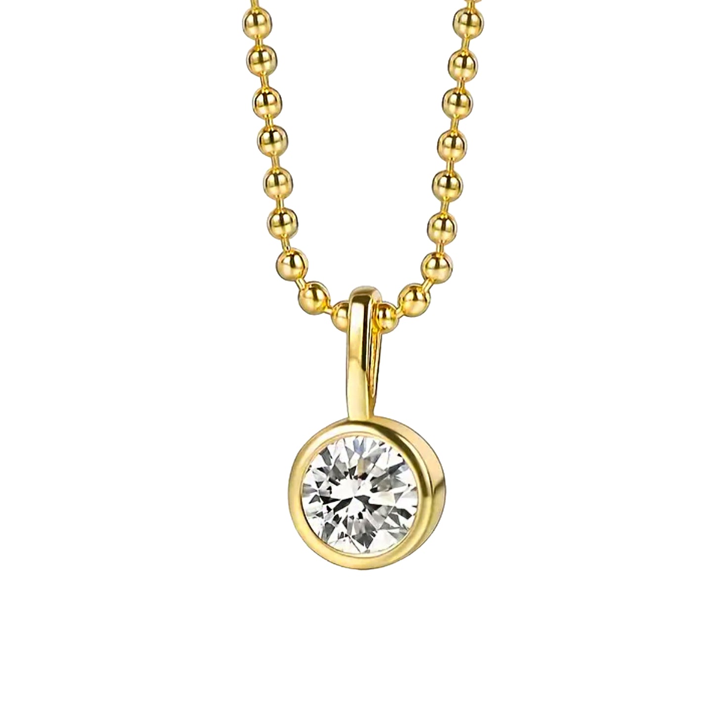 Gold Plated Stacey Bezel-Set Round Pendant Necklace