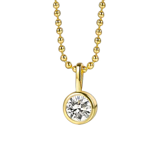 Gold Plated Stacey Bezel-Set Round Pendant Necklace
