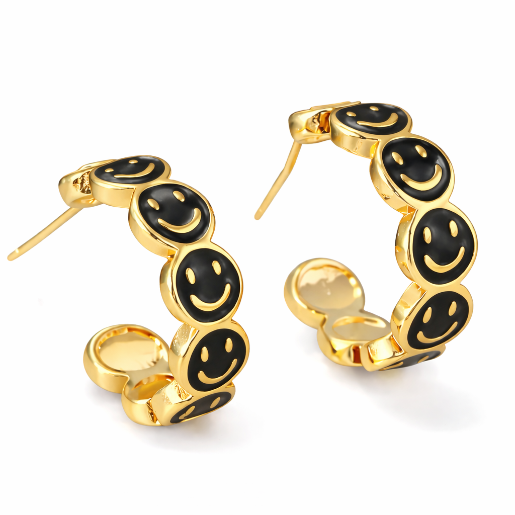 Purple Enamel Emmie Smile Hoop Earrings
