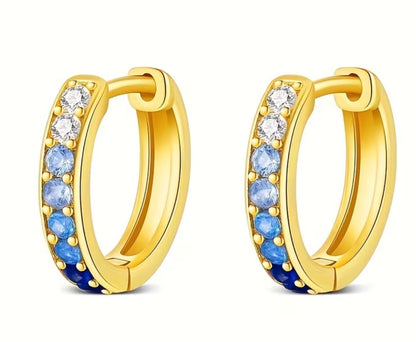 Gold Vermeil Blue Ombre Huggie Hoop Earrings