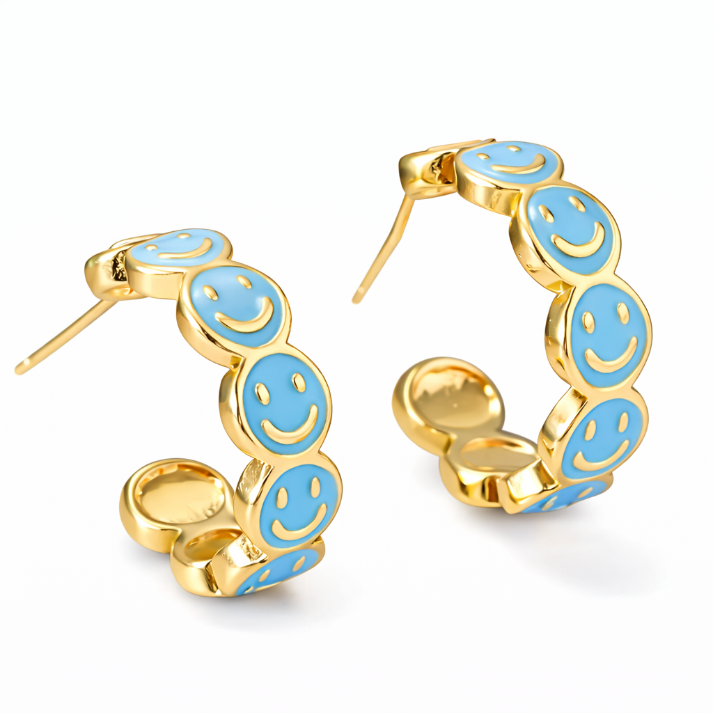 Purple Enamel Emmie Smile Hoop Earrings