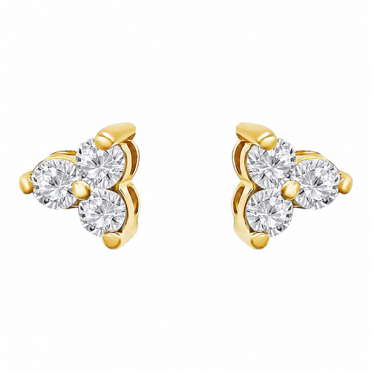 18K Gold Plated CZ Trio Stud Earrings