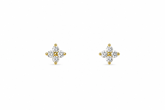Gold Vermeil Amelia Fleur Stud Earrings (Small)