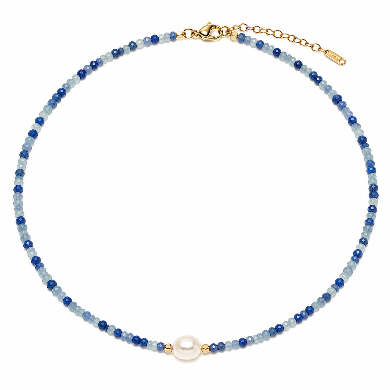 Blue Beaded Pearl Necklace