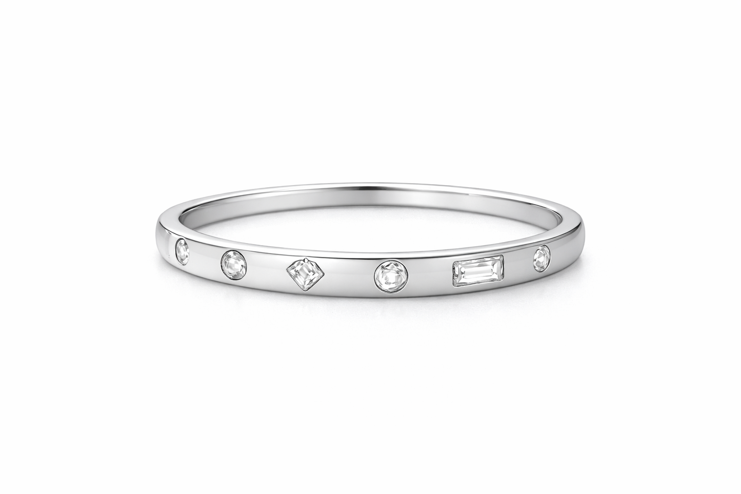 Sterling Silver Mélange Burnished Multi-Shaped Stone Ring