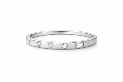 Sterling Silver Mélange Burnished Multi-Shaped Stone Ring