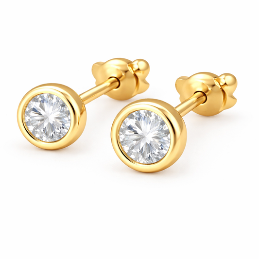 Gold Vermeil Medium Bezel Stud Earrings