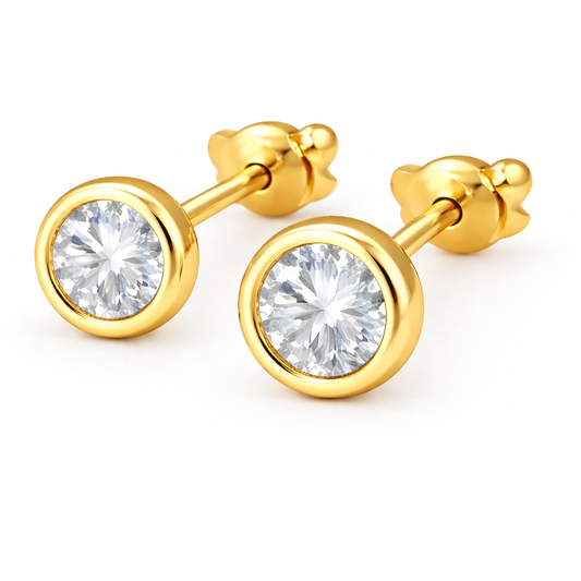 Gold Vermeil Large Bezel Stud Earrings