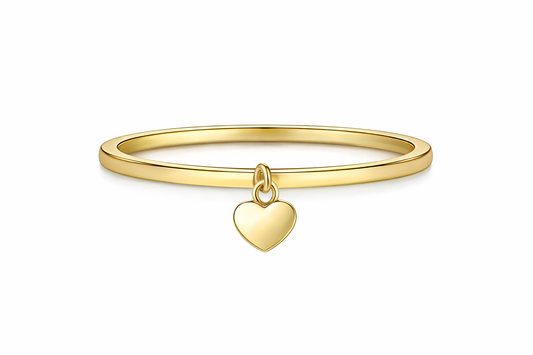22K Gold Plated Hanging Heart Ring