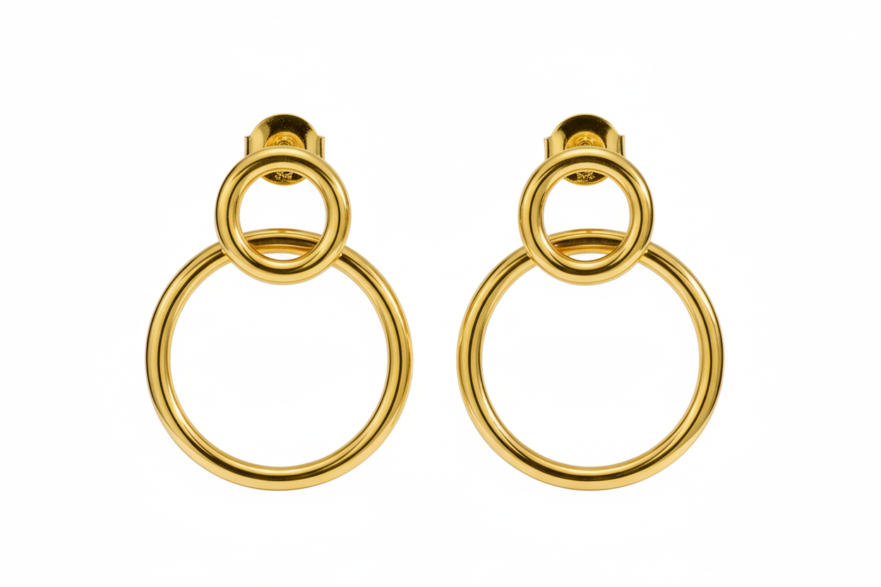 14K Vermeil Interlocking Circle Earrings
