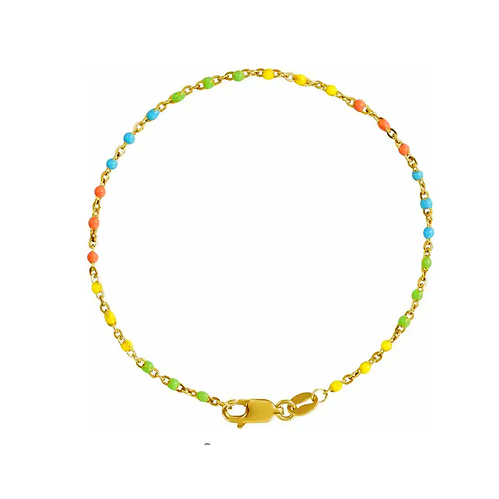 Gold Filled 1.7 mm Multicolor Enamel Chain Bracelet
