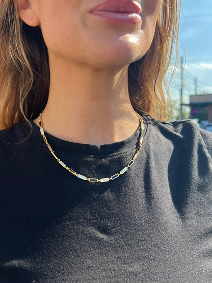 Gold Vermeil Angela Mother of Pearl & Black Onyx Necklace