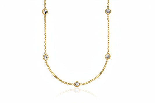 Gold Filled Bezel Set Sparkle Station Necklace