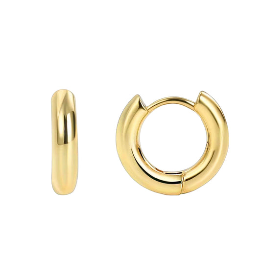 Gold Plated Thick Small Knotched Hoop Earrings