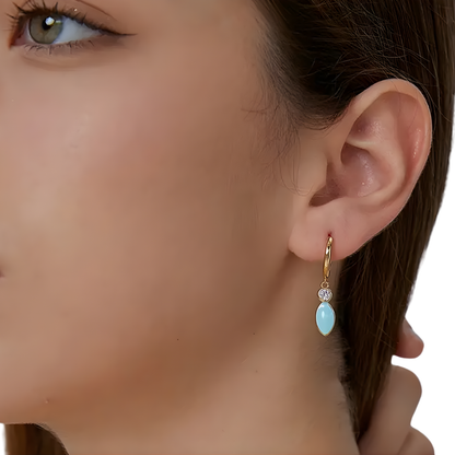 Gold Plated Lilly Blue Enamel Petal Earrings