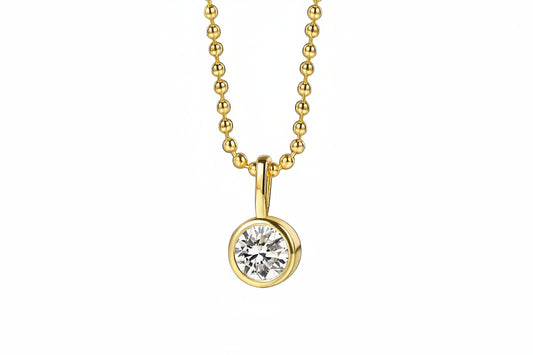 Gold Plated Stacey Bezel-Set Round Pendant Necklace