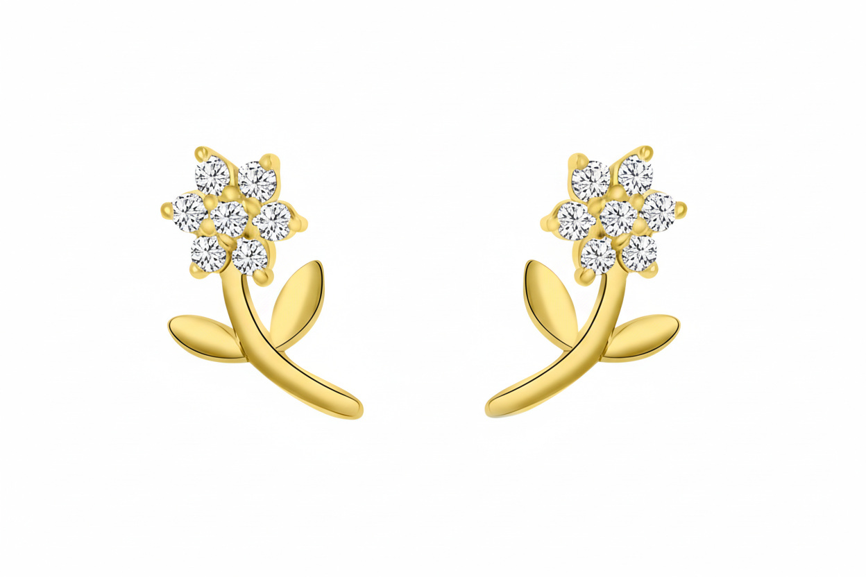 Gold Vermeil Mariah Flower & Stem Earrings