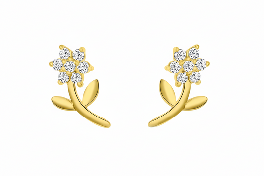 Gold Vermeil Mariah Flower & Stem Earrings