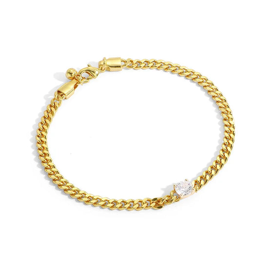 18K Gold Plated Cuban Link CZ Oval Bracelet