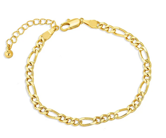 18K Gold Plated Figaro Chain Bracelet