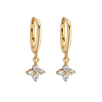Gold Vermeil Skylar Flower Drop Hoop Earrings