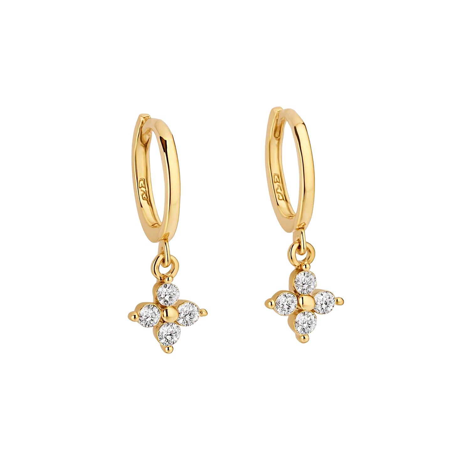 Gold Vermeil Skylar Flower Drop Hoop Earrings