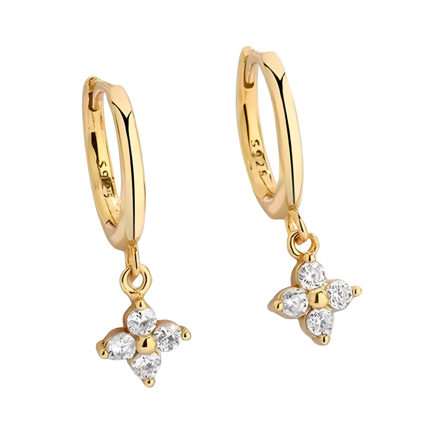 Gold Vermeil Skylar Flower Drop Hoop Earrings