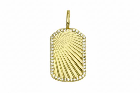 Gold Vermeil Julia Embossed Fluted Tag Charm