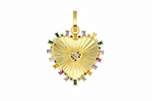 Gold Vermeil Julia Fluted Rainbow Heart Charm
