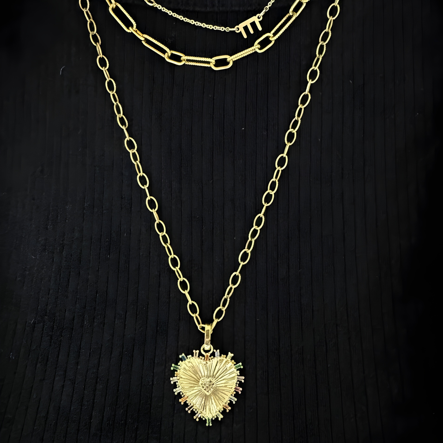 Gold Vermeil Julia Fluted Rainbow Heart Charm