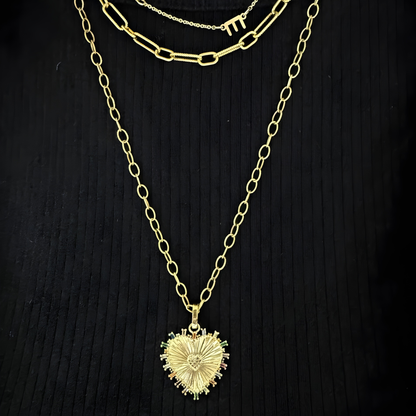 Gold Vermeil Julia Fluted Rainbow Heart Charm