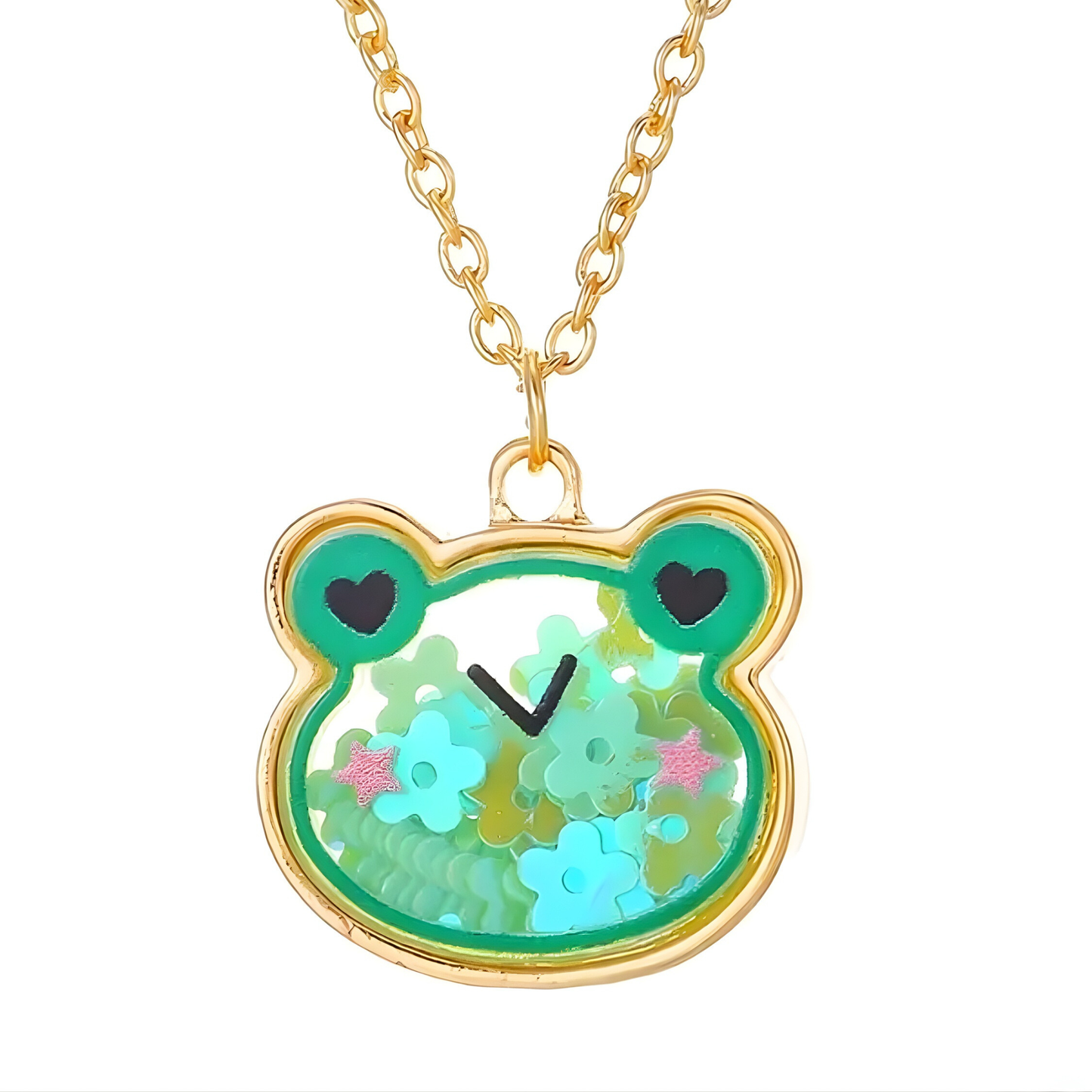 Freddie Frog Shaker Confetti Necklace