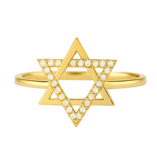 Gold Vermeil Sarah Pave Star of David Ring