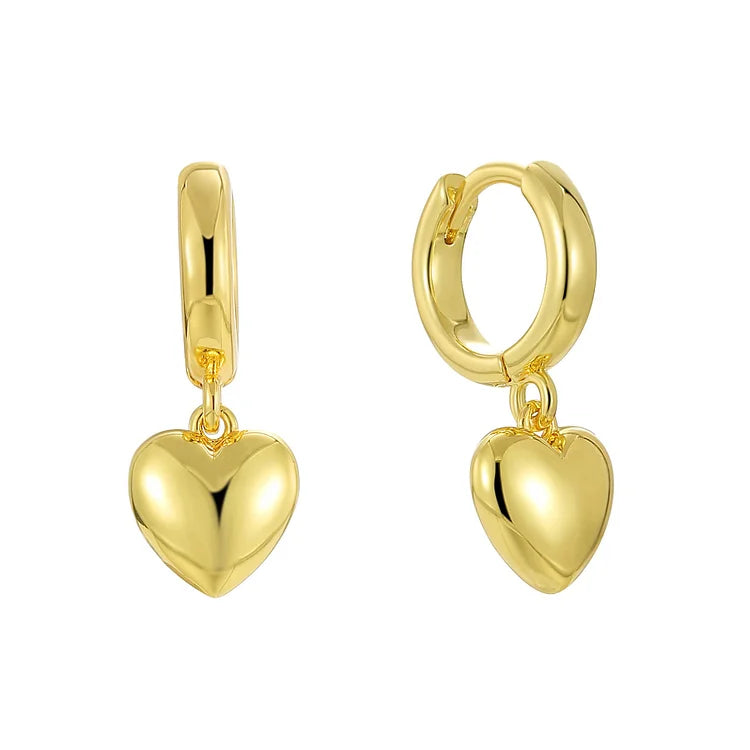18K Gold Plated Heart Drop Earrings