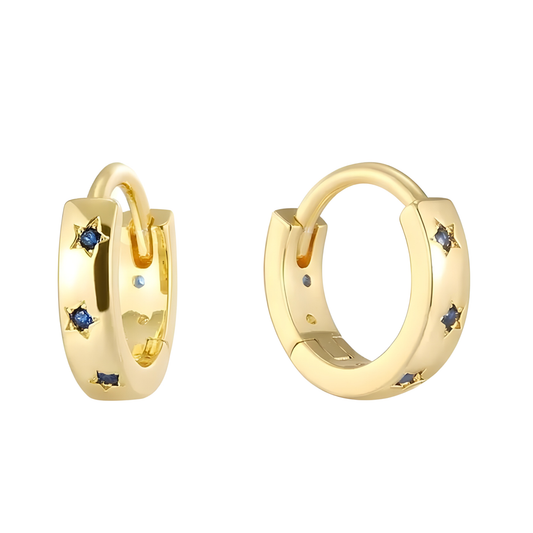 Gold Vermeil Jena Blue Star Small Hoop Earrings