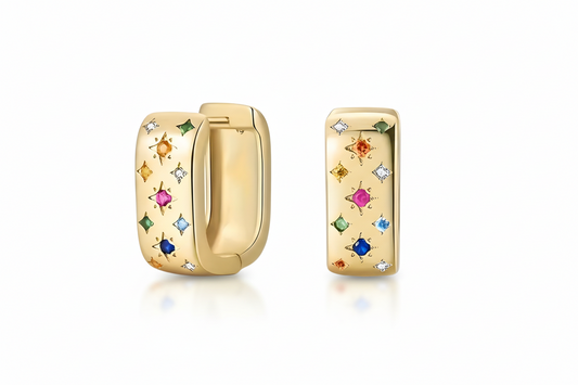 Gold Vermeil Izzy Starburst Medium Hoop Earrings