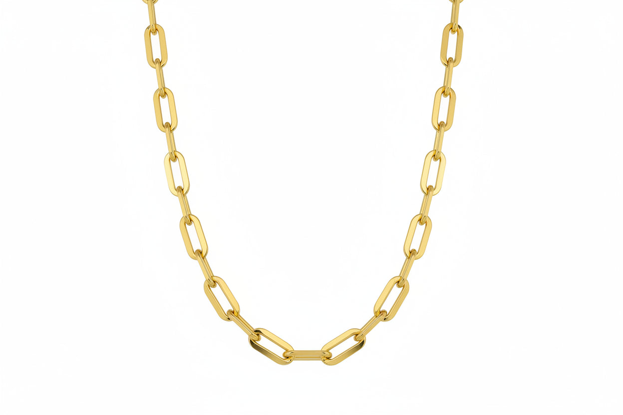 18K Gold Plated Small Link Paperclip Chain Necklace