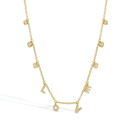 18K Gold Plated LOVE Heart Charm Necklace