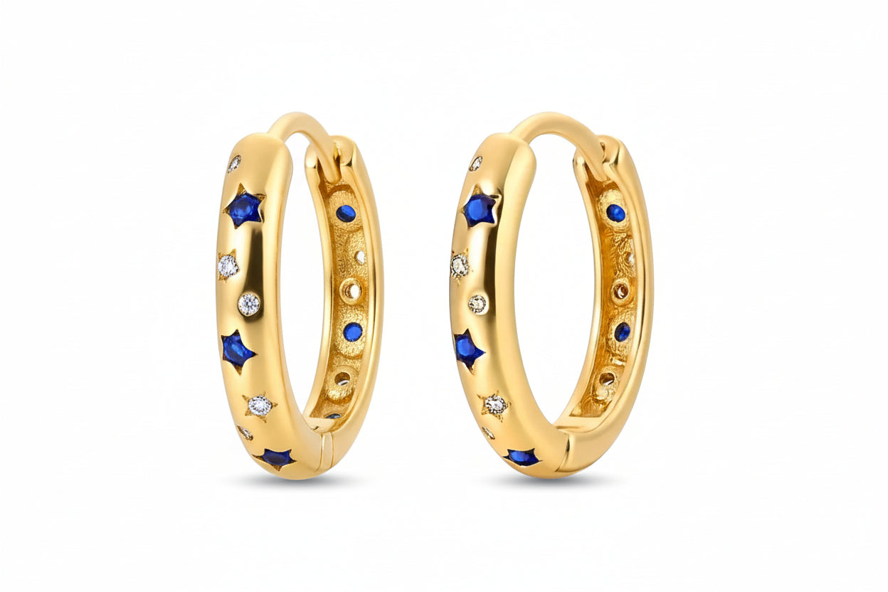 Gold Vermeil Amy Midnight Star Huggie Hoop Earrings
