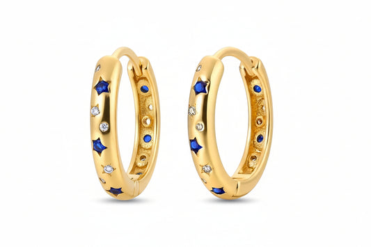 Gold Vermeil Amy Midnight Star Huggie Hoop Earrings