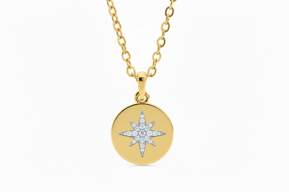 Gold Plated Rebecca Sand Dollar North Star Pendant/Necklace