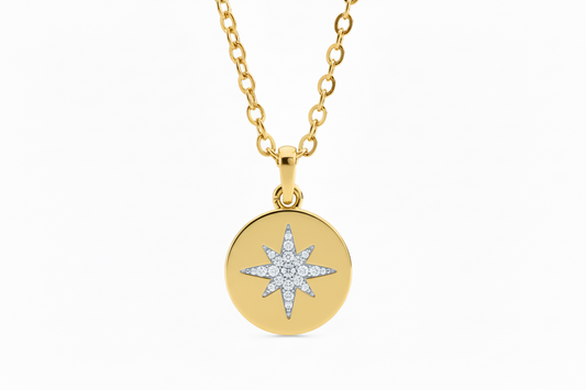 Gold Plated Rebecca Sand Dollar North Star Pendant/Necklace